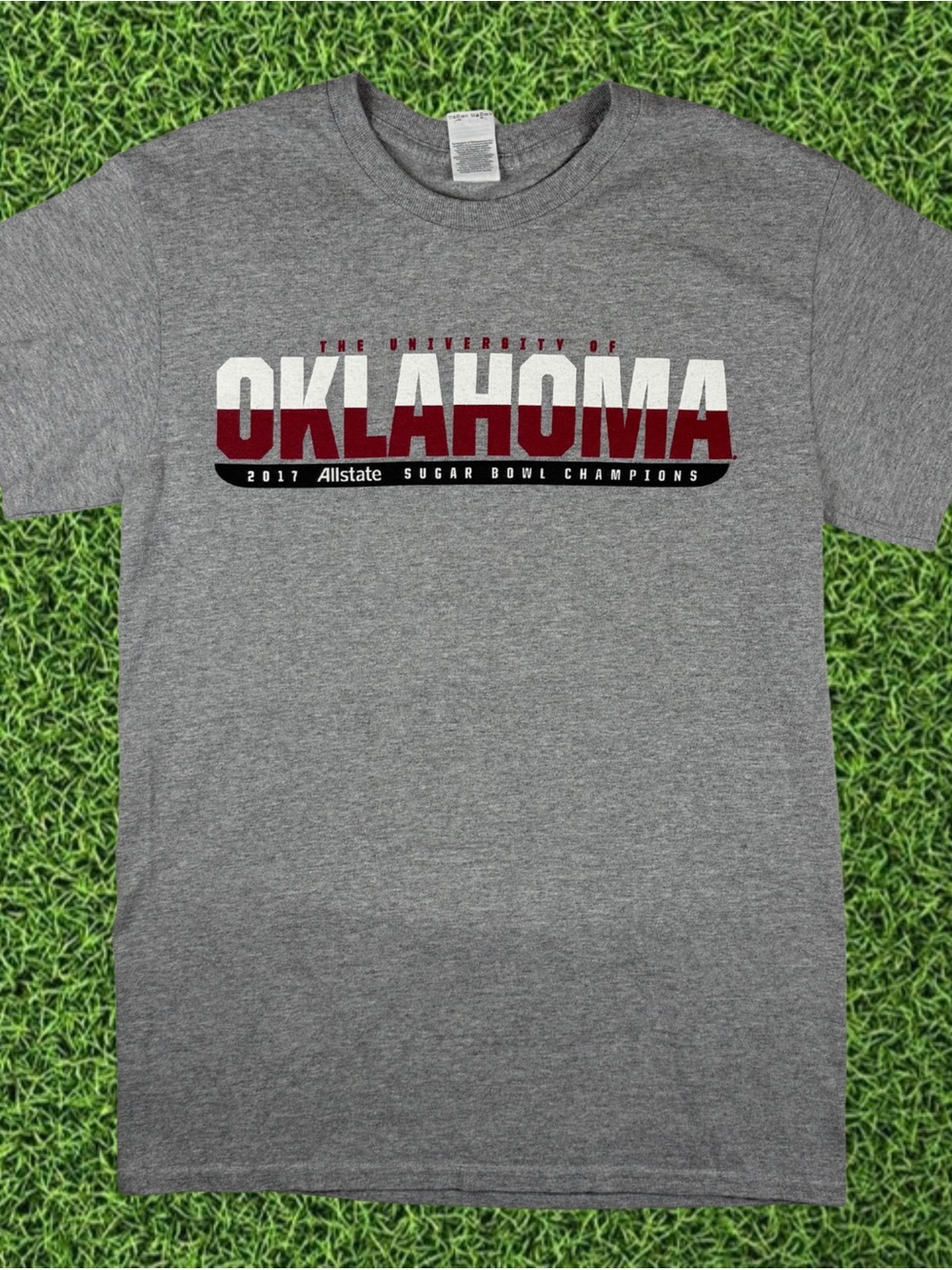Oklahoma Sooners 2017 Allstate Sugar Bowl Champions Grey T-Shirt Size Small